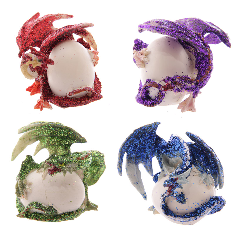 Vier glitter draken uit ei medium