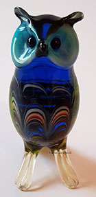 Glazen beeld kleine blauwe uil