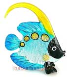 Painted Glass: Vis geel/blauw