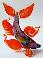 Glaskunst Vis Design E oranje vinnen